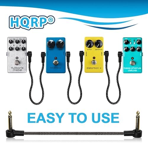 HQRP 1/4 Inch TS Instrument Cable Bass AMP Cord, 6 Inch Effect Pedal Cable for Electric, Bass Guitar, Electric Mandolin, Pro Audio, Right Angle to Right Angle, 6.35mm Male Jack Stereo Audio Cord Hqrp