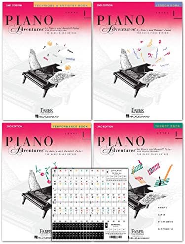 Piano Adventures Level 1 2nd Edition Bundle Set By Nancy Faber - Lesson, Theory, Performance, Technique & Artistry Books & Juliet Music Piano Keys 88/61/54/49 Full Set Removable Sticker Faber Piano Adventures