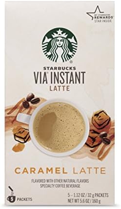 Кофейные пакеты Starbucks VIA Instant — Карамельный латте — 1 коробка (5 пакетов), 100% арабика Starbucks