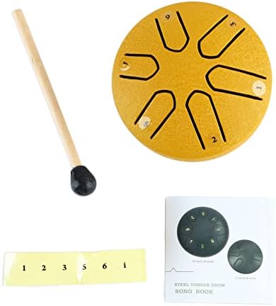 Steel Tongue Drum Mini Handpan Drum with Drumstick 6 Notes Percussion Instrument for Beginners(Gold) LiebeWH