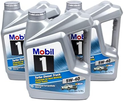 Mobil 1 122260 5W-40 Turbo Diesel Synthetic Motor Oil - 1 Gallon (Pack of 3) Mobil