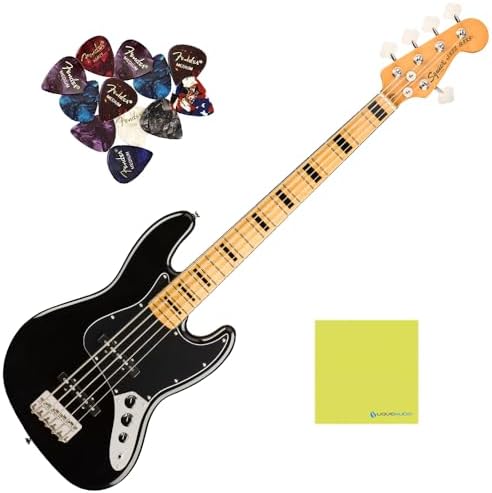 Электрический бас-гитара Fender Jazz Bass V Squier Classic Vibe '70s, гриф из клёна, комплект с 12 медиаторами и полировочной тканью Liquid Audio Liquid Audio