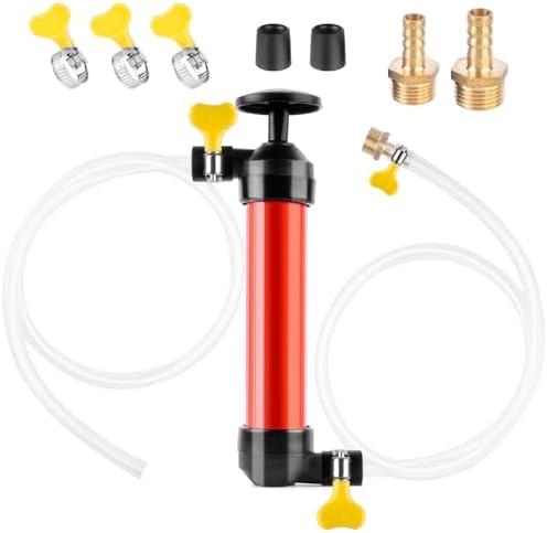 RV Antifreeze Hand Pump Kit Water Liquid Fuel Transfer Manual Pump with 3 Clamps for Winterizing RV Trailer Camper Boat Gas Oil and Liquids JYNTERPLAY