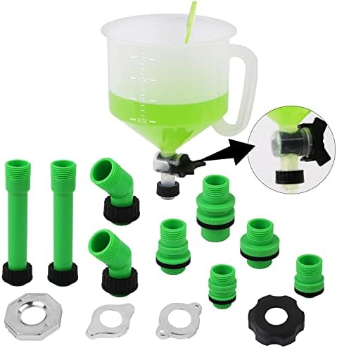 SWANLAKE No-Spill Coolant Funnel Kit,Spill Proof Funnel Bleeder with Adapters.Universal Fitment15Pcs. Swanlake Garden Tools