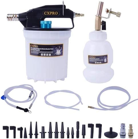 24PCS Brake Bleeder Kit, Vacuum Brake Bleeder Kit with 2L Brake Fluid Extractor and 1L Refilling Bottle, Pressure Clutch Bleeder Kit with 19 Adapters CXPRO