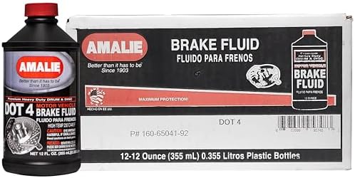 AMALIE Dot 4 Brake Fluid (160-65041-92) 12 Ounce Bottle, Pack of 12 Amalie