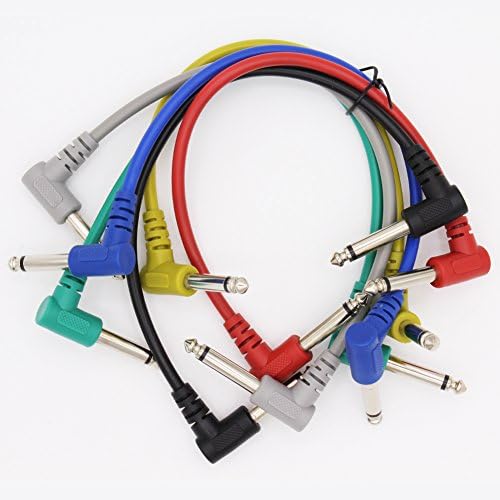 Guitar Patch Cable Wire Effect Pedal Cable Cord Instrument Lead Cable Short Audio Connection Cable 6.35mm(1/4 inch) Colorful for Electric Guitar, Bass Guitar Pack of 6 Leen4You