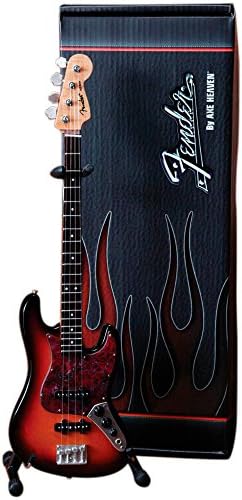 Миниатюрная реплика бас-гитары Fender Jazz 3-Color Sunburst, масштаб 1:4, ручная работа, деревянные детали Axe Heaven