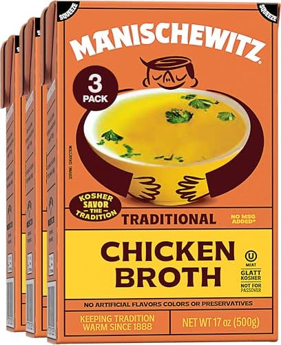 Manischewitz Chicken Broth 17oz (3 Pack), Rich Flavor | Kettle Cooked & Slowly Simmered | Certified Kosher Manischewitz