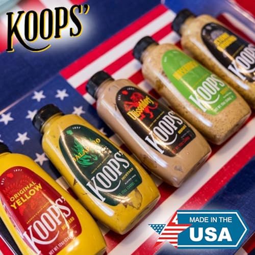 Koops' Arizona Heat Mustard – Sweet and Spicy Mustard, Gluten-Free, Kosher, Made in USA, From Quality Mustard Seeds, Hot Mustard Sauce – 12 Oz, Pack of 1 KOOPS'