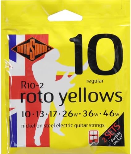 Электрические струны для гитары Rotosound Roto Yellows Double Deckers, набор из 2-х комплектов, никелированная обмотка ROTOSOUND