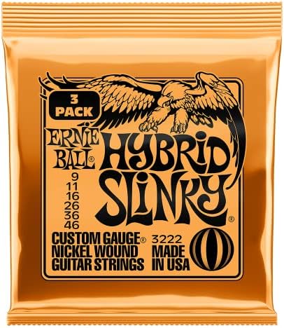 Электрические струны Ernie Ball 2222 Hybrid Slinky 9-46, 6 штук, идеальное сочетание Super и Regular Slinky Ernie Ball