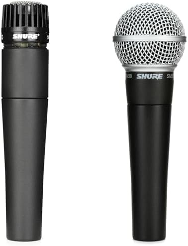 Набор микрофонов Shure SM57 и SM58 - профессиональные динамические кардиоидные микрофоны для инструментов и вокала Shure