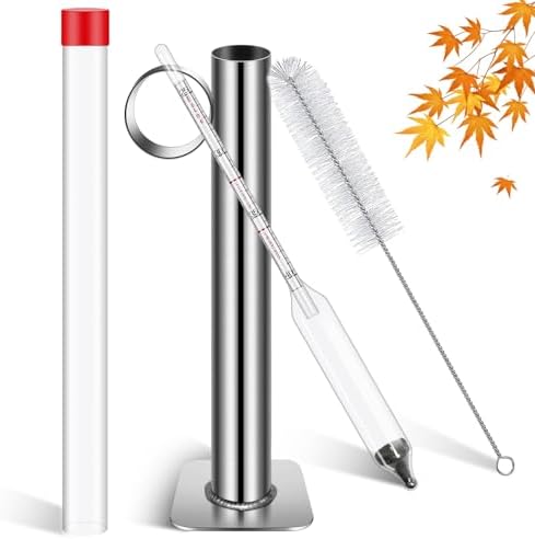 Maple Syrup Hydrometer Kit - Stainless Steel Test Cup, Baume and Brix Scale, Cleaning Brush, Maple Syrup Density Kit for Accurate Measurements of Sugar Content and Quality JUYRLE