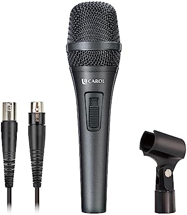 CAROL AC-910S Vocal Microphone - Cardioid Dynamic Microphone with AHNC Noise Cancellation, for Professional Live Stage Singing Performance, Includes Mic Clip and 14.8ft XLR Cable (On/Off Switch) CAROL