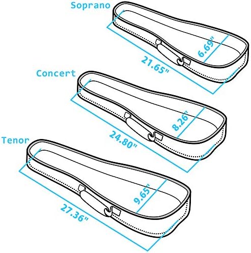 Сумка-переноска CLOUDMUSIC для сопрано укулеле 21 дюйм с амортизацией, черная, рюкзак CLOUDMUSIC