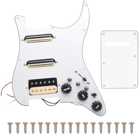 SAPHUE SSH-Coil Splitting Electric Guitar Pickguard Two Mini Humbucker + ONE Humbucker(9K/9K/15K)+Silence Switch Loaded Prewired Scratchplate (Black) SAPHUE