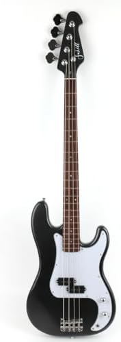 Full Size Electric Bass Guitar 4 String Right Handed with Gig Bag (Metallic Black) FOJILL