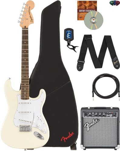 Fender Squier Affinity Stratocaster FMT HSS - Black Burst Bundle with Frontman 10G Amplifier, Gig Bag, Tuner, Instrument Cable, Strap, Picks, and Austin Bazaar Instructional DVD Fender