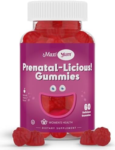 Organic Prenatal Gummies for Women - The Sweet Way to Nurture Your Tomorrow - Kosher Cherry Flavored Pre Natal Gummy - Prenatal Vitamins for Women with Folic Acid and Iron for Fetal Development, 60 Maxi Health