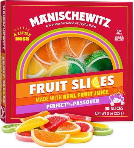 Manischewitz Holiday Candied Fruit Slices in a Gift Box, 8oz, Made with Real Fruit Juice, Gluten Free, No High Fructose Corn Syrup, Kosher For Passover & Year Round Use Manischewitz