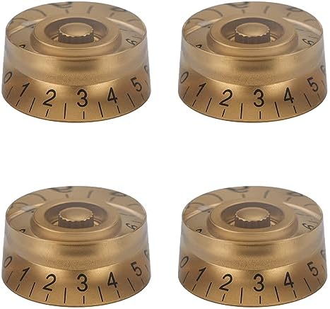 Black Electric Guitar Knobs Speed Volume Tone Control Knob for Epiphone Les Paul LP Style Electric Guitar Parts Replacement Set of 4Pcs (Black-Gold Word) XIYANGJUAN