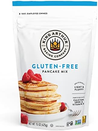 King Arthur Gluten Free Pancake Mix: Non-GMO, Kosher Certified, Easy-to-Prepare Breakfast Delight - Perfect for Fluffy, Delicious Pancakes (15 oz) - Packaging May Vary King Arthur