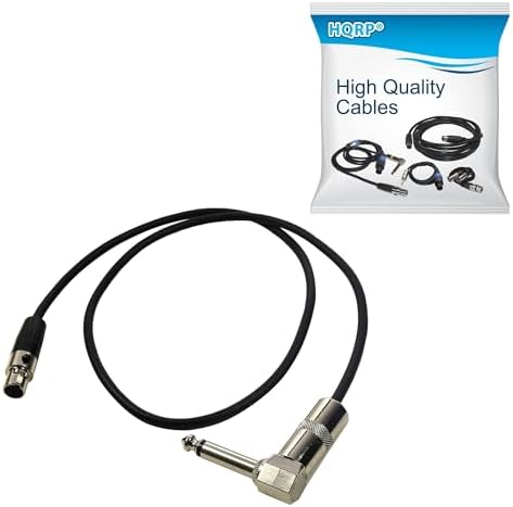 HQRP 4-Pin Mini Connector (TA4F) to Right-Angle 1/4-Inch Connector Instrument Cable Compatible with Shure WA304 Replacement Hqrp