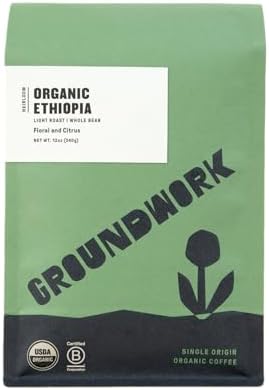 Органическое кофе в зернах Эфиопия Хэйрлум, светлая обжарка, 340 г, сертифицированное, односортное Groundwork