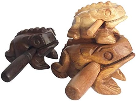 Percussion Instruments Wooden Frog Medium Size 4.8 Inch, 4 Inch and 3 Inch Family Wood Frog Guiro Rasp Musical Instrument Tone Block Musical Instrument Home Office Decoration Cozinest