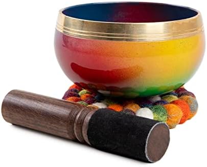 Tibetan Singing Bowl Set - Easy To Play for Beginners - Authentic Handcrafted Mindfulness Meditation Holistic Sound 7 Chakra Healing Gift by Himalayan Bazaar Multicolor HIMALAYAN BAZAAR