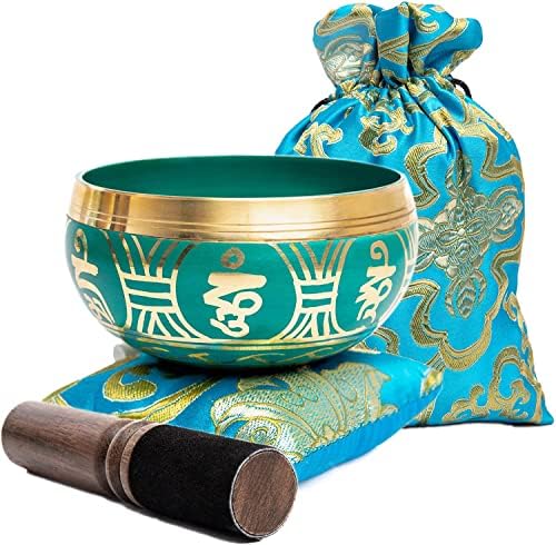 Tibetan Singing Bowl Set - Easy To Play for Beginners - Authentic Handcrafted Mindfulness Meditation Holistic Sound 7 Chakra Healing Gift by Himalayan Bazaar (Crimson) HIMALAYAN BAZAAR