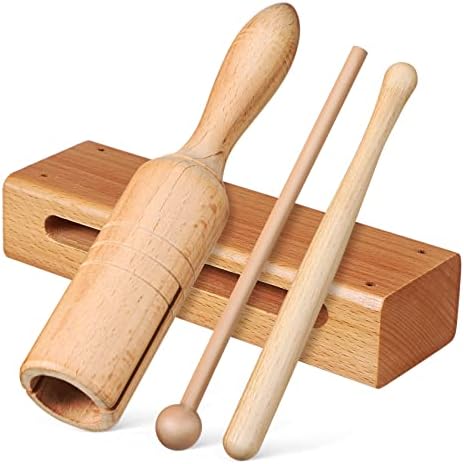 2 Sets Orff Instrument Handheld Rhythm Blocks Percussion Blocks Wood Instrument Music Lummi Sticks Wood Block Chimes Instrument Wood Percussion Instrument Lollipop Wooden Major Vaguelly