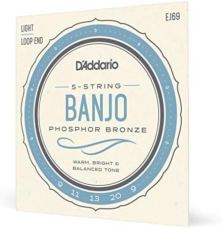 Настоящие струны для банджо D'Addario EJ60, легкое натяжение 9-20, никелевое покрытие, 5-струнный комплект D'Addario