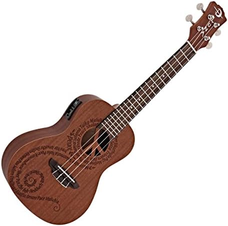 Luna Maluhia Peace Soprano Ukulele with Gig Bag, Satin Natural Luna