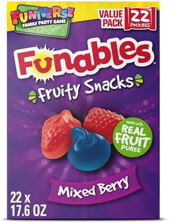 Funables Fruity Snacks, Mixed Berry Flavored Snacks, 0.8 oz 22 ct Funables