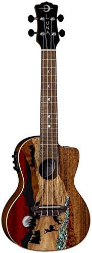 Luna Guitars Vista Deer, 4-String Concert Acoustic/Electric Ukulele, Right (UKEVISTADEERC) Luna