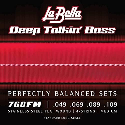 Струны для бас-гитары La Bella 760FL Deep Talkin' из нержавеющей стали Flat Wound, 4 струны, легкое натяжение 43-104 La Bella