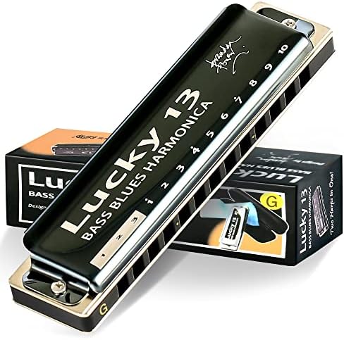 East top Lucky 13 Bass Plus Blues Harmonica 13 Holes Diatonic Harp Mouth Organ Professional Richter harmonica G key for Adults East top