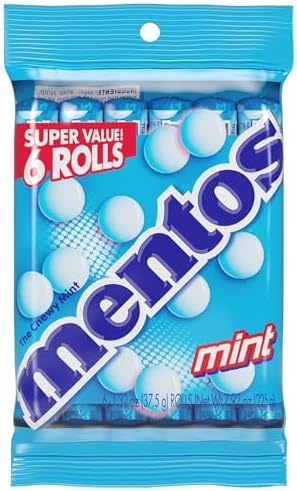 Фруктовые жевательные конфеты, 6 рулонов по 14 г, без жира и глютена Mentos