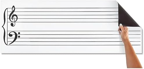 Large Dry Erase Music Staff Magnet Sheet 45.5 x 17 for Classroom Supplies, Teachers, Musicians, Students Bright Creations