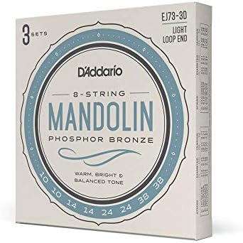 Струны для мандолины D'Addario EJ73, фосфорно-бронзовые, легкий гейдж 10-38, 8-струнный набор D'Addario