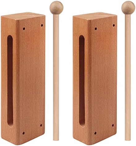 Solid Wood Rhythm Block, Set of 2, Solid Wood Rhythm Block Musical Percussion Instrument Perfect for Rhythm Classes with 2 Pack of Mallet Solid Hardwood by GNIEMCKIN GNIEMCKIN