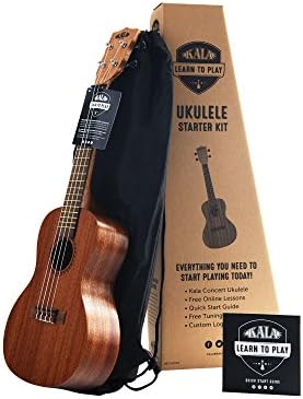 Official Kala Learn to Play Ukulele Concert Starter Kit, Satin Mahogany – Includes online lessons, tuner app, and booklet (KALA-LTP-C) Kala