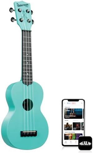 Kala Brand Music Co. The Waterman Beach Collection, 4-String Ukulele, Right, Aqua Mist, Soprano (KA-WMG-BL-S) Kala