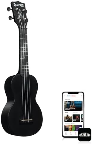 Kala Brand Music Co. The Waterman Beach Collection, 4-String Ukulele, Right, Black Sand, Soprano (KA-WMS-BK-S) Kala