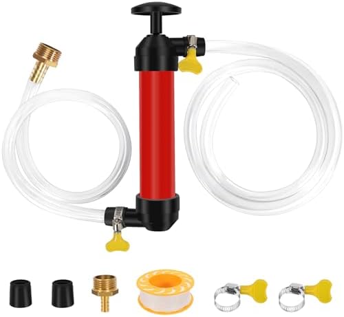 Antifreeze Hand Pump Kit, RV Water Fuel Transfer Pump with 62’’ Hose,2 Clamps and Brass Connector, RV Winterizing Kit for Gas Oil Water and Liquids Vicamb