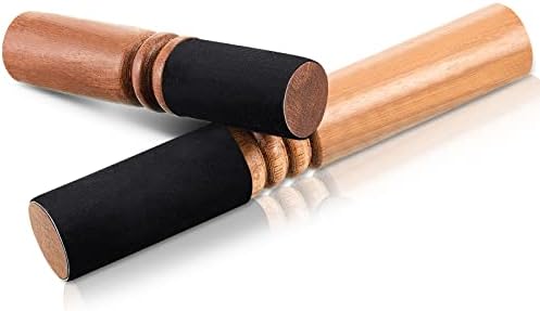 Nuanchu 2 Pieces Tibetan Singing Bowl Mallet Suede Wooden Striker Leather Wrapped Meditation Mallet Sound Bowl Stick Buddha Musical Instruments for Buddhist Meditation Yoga Chime (Black and Brown) Nuanchu