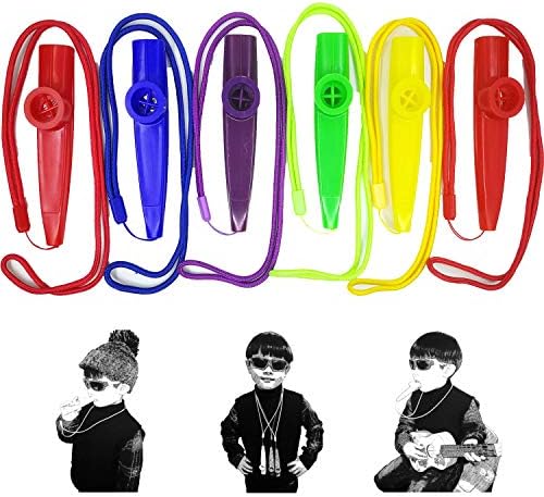 6Pcs Plastic Kazoos With Lanyards,Musical Instruments,Good Gift for Kids,A Good Companion for Ukulele, Violin, Guitar,Piano Keyboard. Fartime