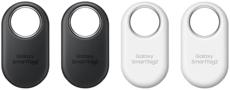 Samsung SmartTag2 (2023) Bluetooth + UWB, IP67 Water and Dust Resistant, Findable via App, 1.5 Year Battery Life (4-Pack) - Black/White (Global Edition, No US Warranty) Samsung